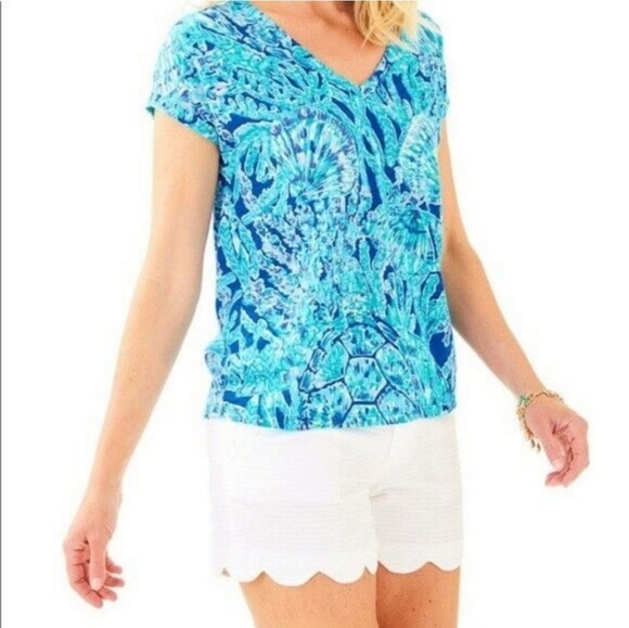 Lilly Pulitzer Daley Tee Xsmall Oversized Tortuga Time Turtles Beach Preppy M - Picture 15 of 15